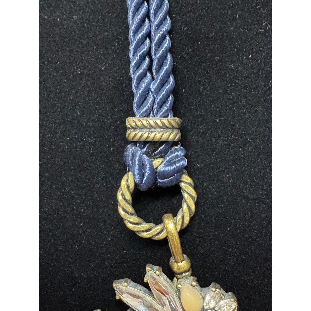 Chloe + Isabel Statement Necklace Blue Gold Crystal Marbled Stone Festival Y2K - Picture 4 of 10